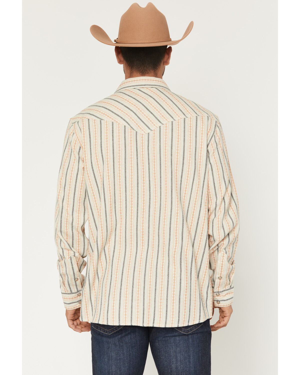 Image #4 - Moonshine Spirit Men's Archive Dobby Striped Print Long Sleeve Snap Western Shirt, Ivory, hi-res