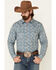Cody James Men's Hank Geo Print Long Sleeve Snap Western Shirt , Blue, hi-res
