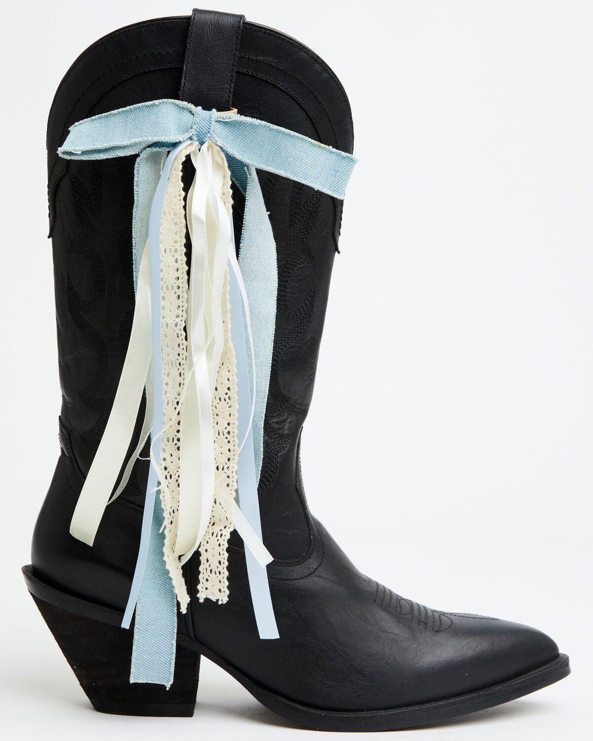 Shyanne Women's Denim Crochet Boot Bows - 2 Piece, Blue, hi-res