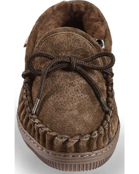 Image #4 - Lamo Women's Leather Moccasin Slippers, Chocolate, hi-res