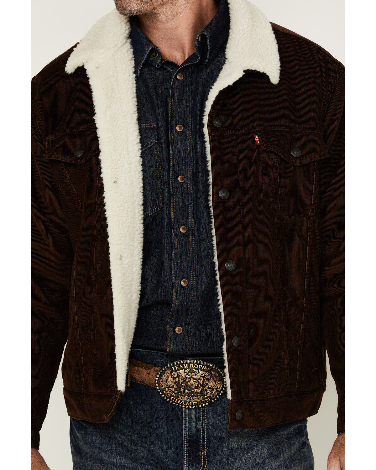 Image #3 - Levi's Men's Corduroy Sherpa Lined Trucker Jacket, Chocolate, hi-res