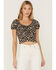 Image #2 - Idyllwind Women's Bay Cove Crop Peasant Top, Black, hi-res