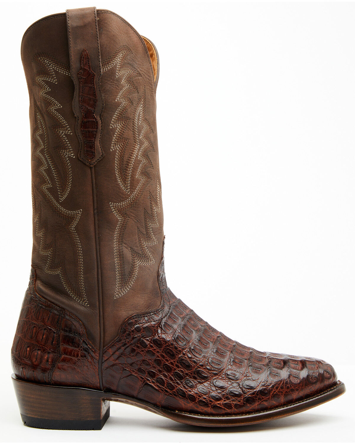 Image #2 - El Dorado Men's Exotic Caiman Western Boots - Round Toe, Brass, hi-res
