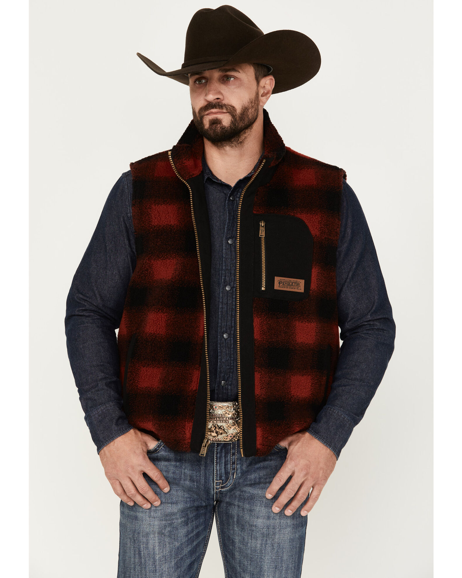Mens red buffalo plaid sale vest