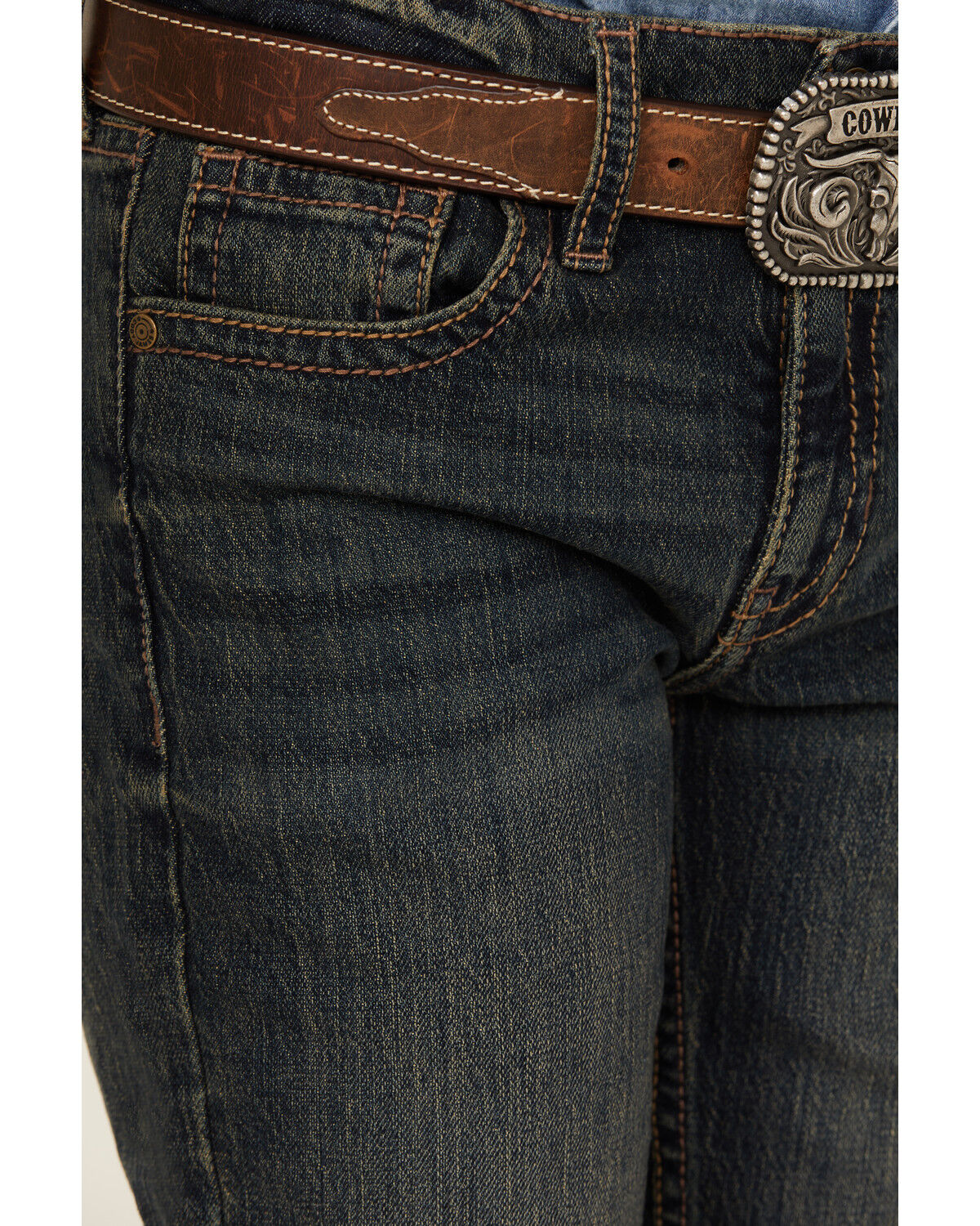 Image #2 - Cody James Boys' Barn Sour Dark Wash Slim Stretch Straight Jeans, Dark Wash, hi-res