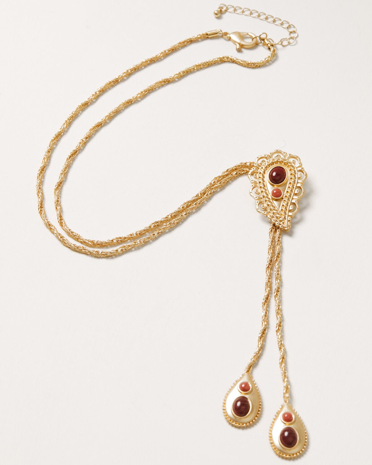 Shyanne Women's Rosewood Paisley Chain Bolo Necklace, Gold, hi-res