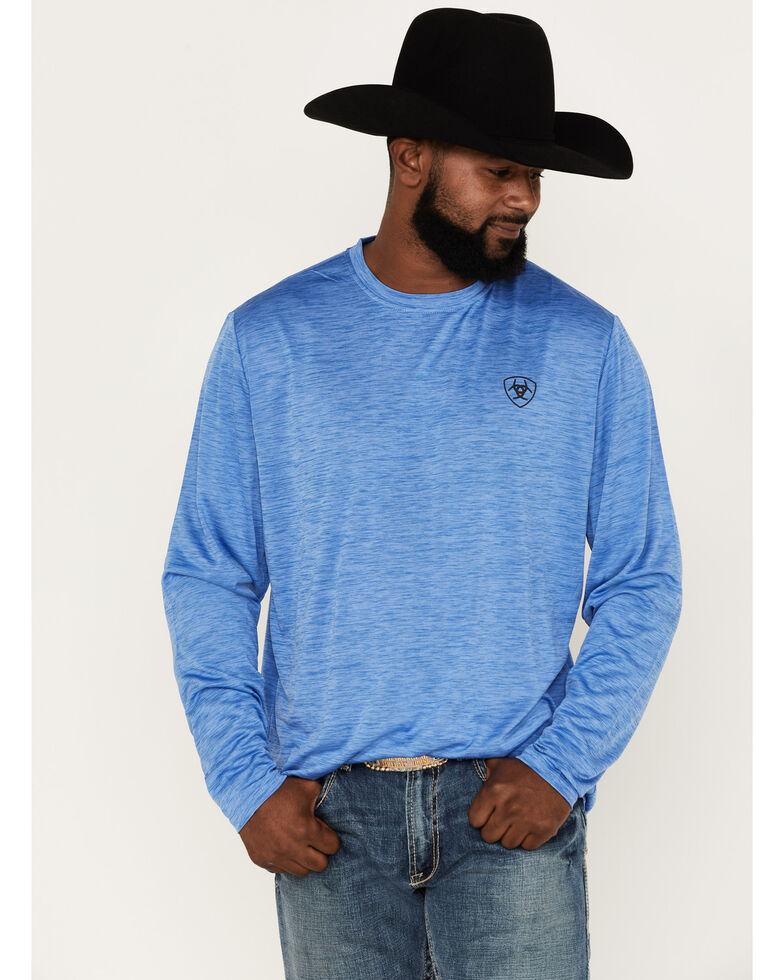 Ariat Men's Charger Land Of The Free Graphic Long Sleeve T-Shirt, Light Blue, hi-res