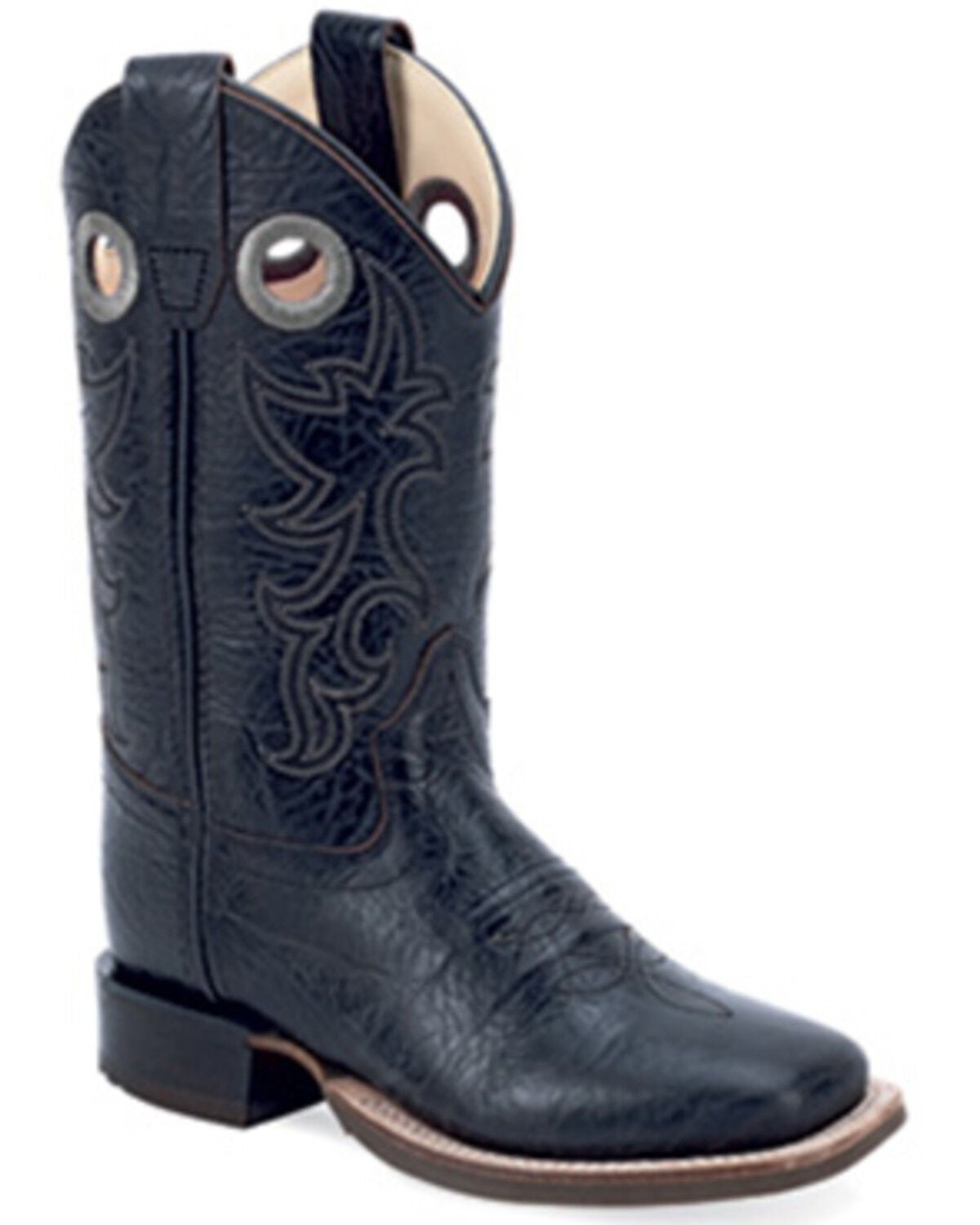 Old West Little Boys' Solid Western Boots - Broad Square Toe, Black, hi-res