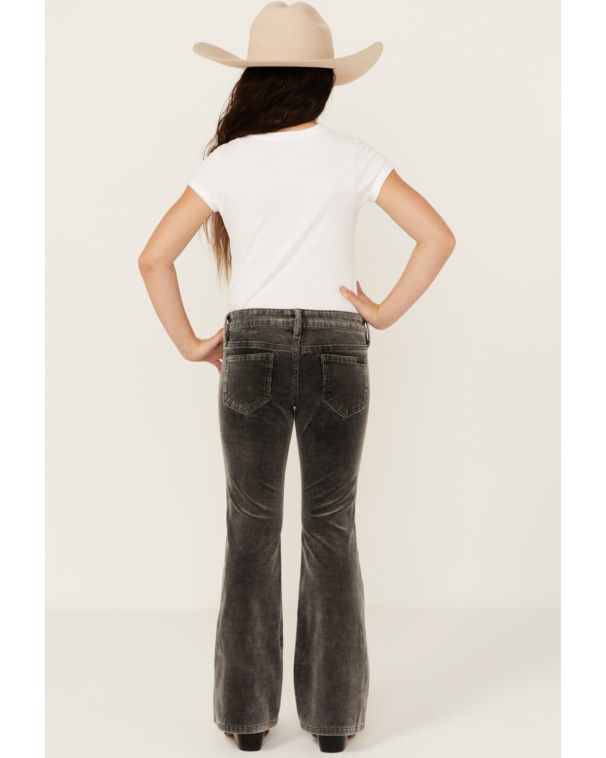 Image #4 - Rock & Roll Denim Girls' Corduroy Flare Jeans, Charcoal, hi-res