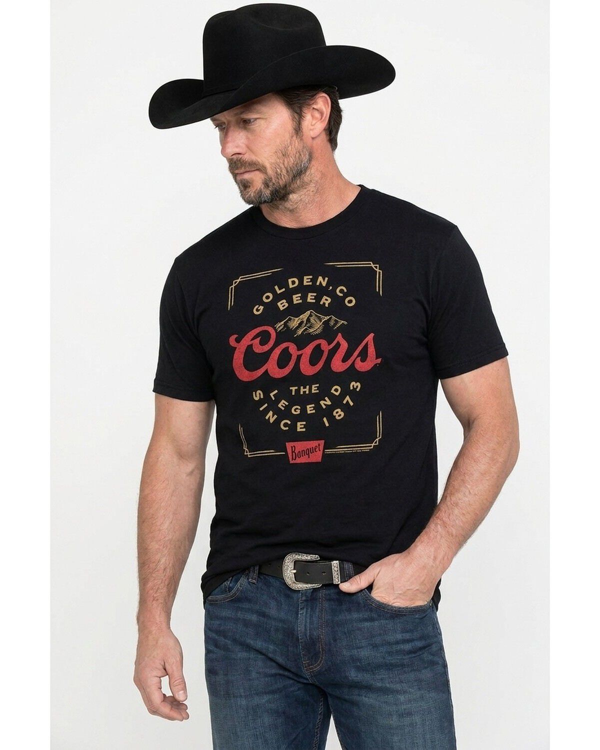 Image #1 - Coors Men's Vintage Take Short Sleeve Graphic T-Shirt, Black, hi-res