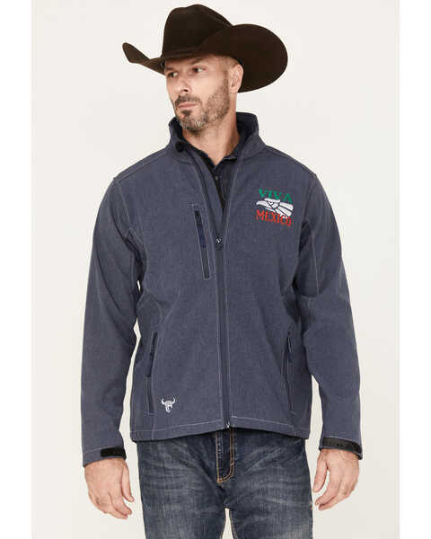 Image #1 - Cowboy Hardware Men's Viva Mexico Softshell Jacket, Blue, hi-res