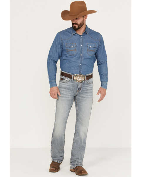 RANK 45® Men's Wild Horse Stackable Straight Stretch Denim Jeans, Light Medium Wash, hi-res