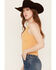 Image #3 - Miss Me Women's Studded Split V Neck Tank, Mustard, hi-res
