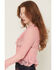 Image #2 - Ash & Violet Women's Lace Tie-Front Long Sleeve Top, Pink, hi-res