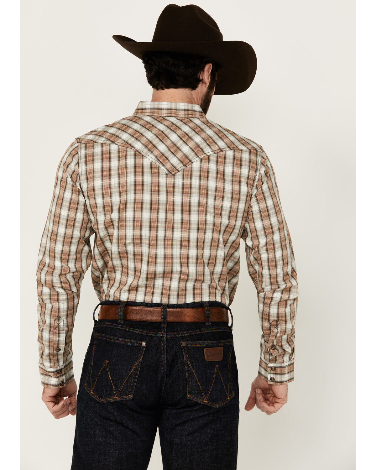 Image #4 - Cody James Men's Last Hurdle Plaid Print Long Sleeve Button-Down Stretch Western Shirt, Ivory, hi-res