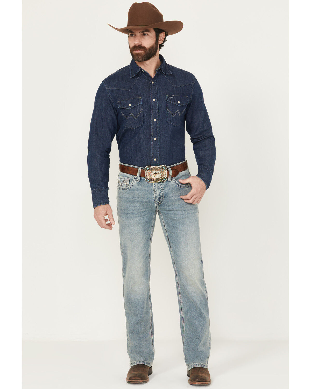 Image #1 - Rock & Roll Denim Men's Pistol Light Wash Straight Leg Denim Jeans, Light Wash, hi-res