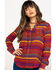 Rock & Roll Denim Women's Rust Serape Stripe Southwestern Embroidered Long Sleeve Western Shirt , , hi-res