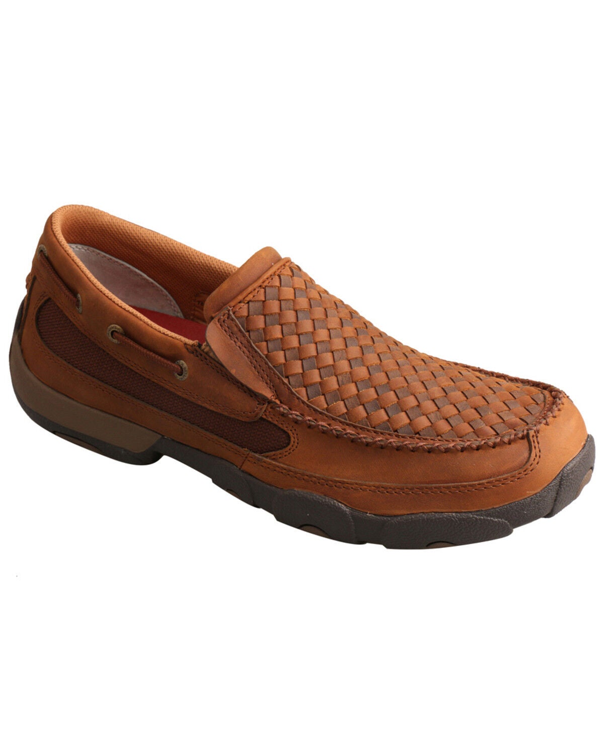 Twisted X Men's Basket Weave Slip-On Shoes - Moc Toe, Brown, hi-res