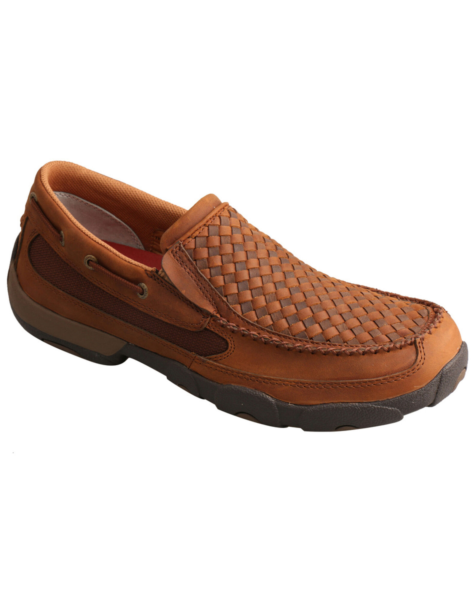 Image #1 - Twisted X Men's Basket Weave Slip-On Shoes - Moc Toe, Brown, hi-res