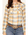 Image #3 - Wrangler Retro Women's Boot Barn Exclusive Plaid Print Long Sleeve Pearl Snap Flannel Shirt, Blue, hi-res