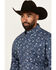 Image #2 - George Strait by Wrangler Men's Paisley Print Long Sleeve Button-Down Stretch Western Shirt - Big, Navy, hi-res