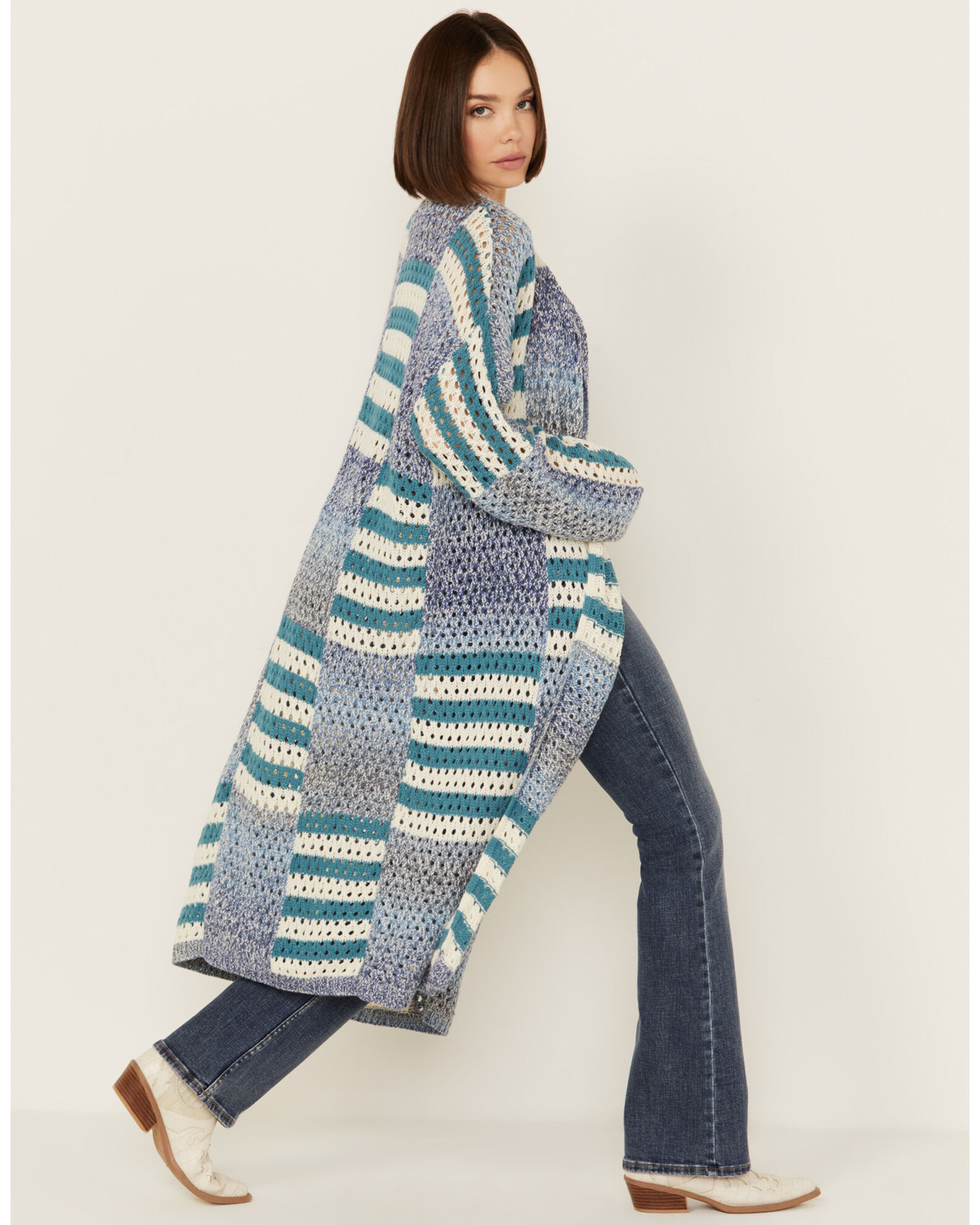 Striped duster cardigan on sale