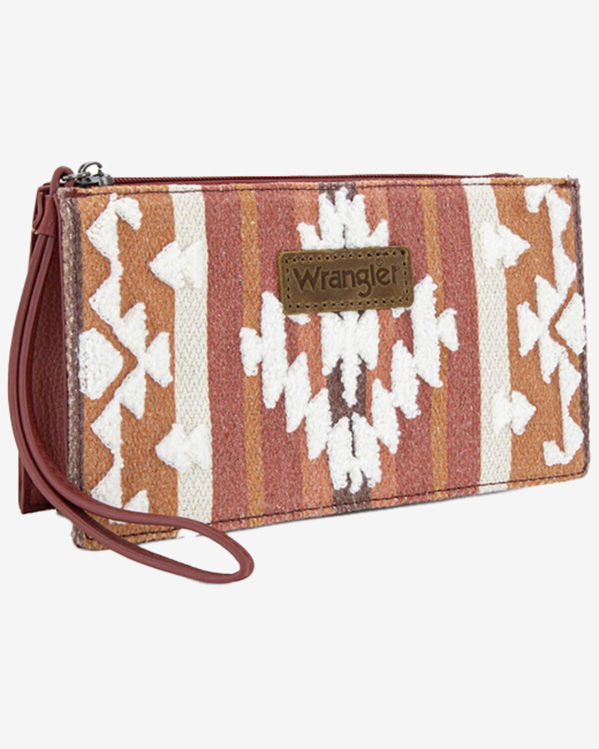 Wrangler Women's Sherpa Southwestern Print Canvas Clutch, Burgundy, hi-res