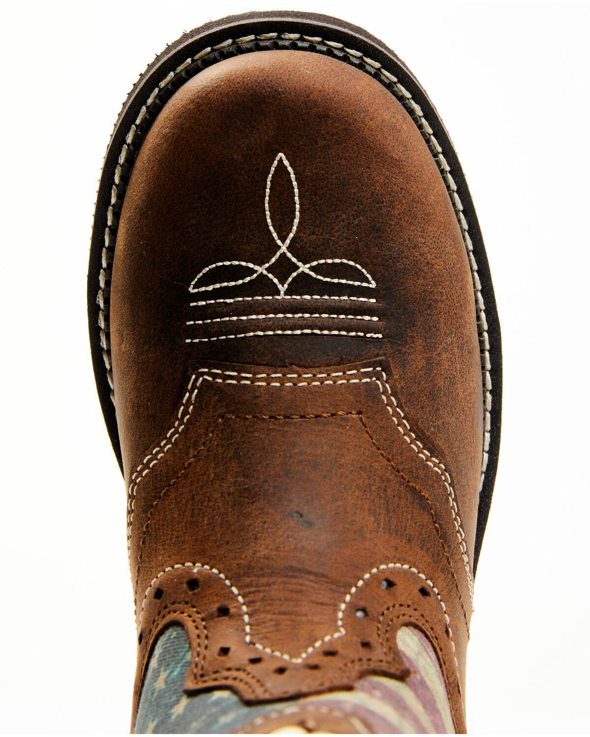 Image #6 - Shyanne Women's Glory Stars & Stripes Shaft Leather Western Boots - Wide Round Toe, Brown, hi-res