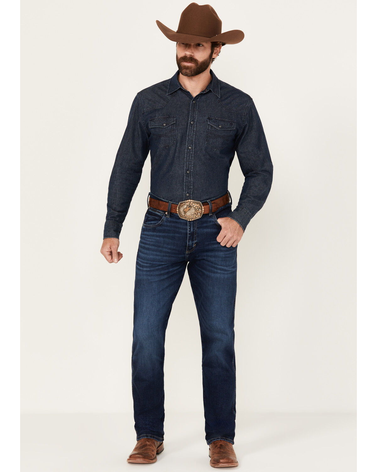 Image #1 - Wrangler Retro Men's Beckford Dark Wash Slim Straight Stretch Denim Jeans - Tall, Dark Wash, hi-res