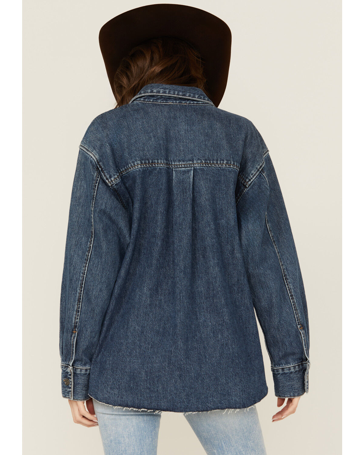 Image #4 - Ariat Women's Long Sleeve Button-Down Denim Shacket, Blue, hi-res