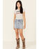 Rock & Roll Denim Girls' Light Wash Seamed Front Denim Skirt , Blue, hi-res