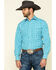 Stetson Men's Cross Walk Ombre Plaid Long Sleeve Western Shirt , Turquoise, hi-res