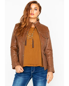 Outback Trading Co. Women's Poly Leather Arya Jacket , Brown, hi-res