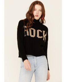 Elan Women's Rock & Love Mock Neck Sweater , Black, hi-res