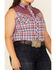 Rough Stock By Panhandle Women's Multi Plaid Contrast Yoke Sleeveless Snap Western Core Shirt - Plus, Red/white/blue, hi-res