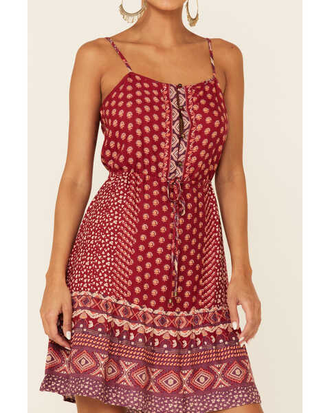 Image #3 - Patrons of Peace Women's Red Border Print Sleeveless Dress, Red, hi-res