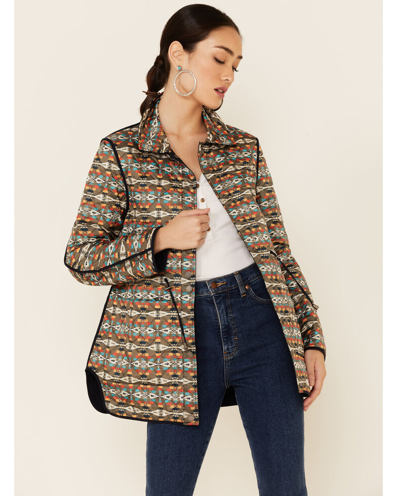 Pendleton Women's Meadow Reversible Quilted Snap-Front Jacket , Black, hi-res