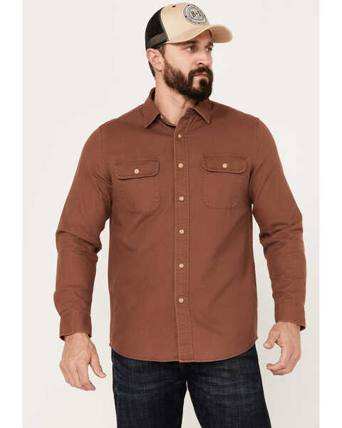 Pendleton Men's Beach Shack Solid Long Sleeve Button-Down Western Shirt, Rust Copper, hi-res