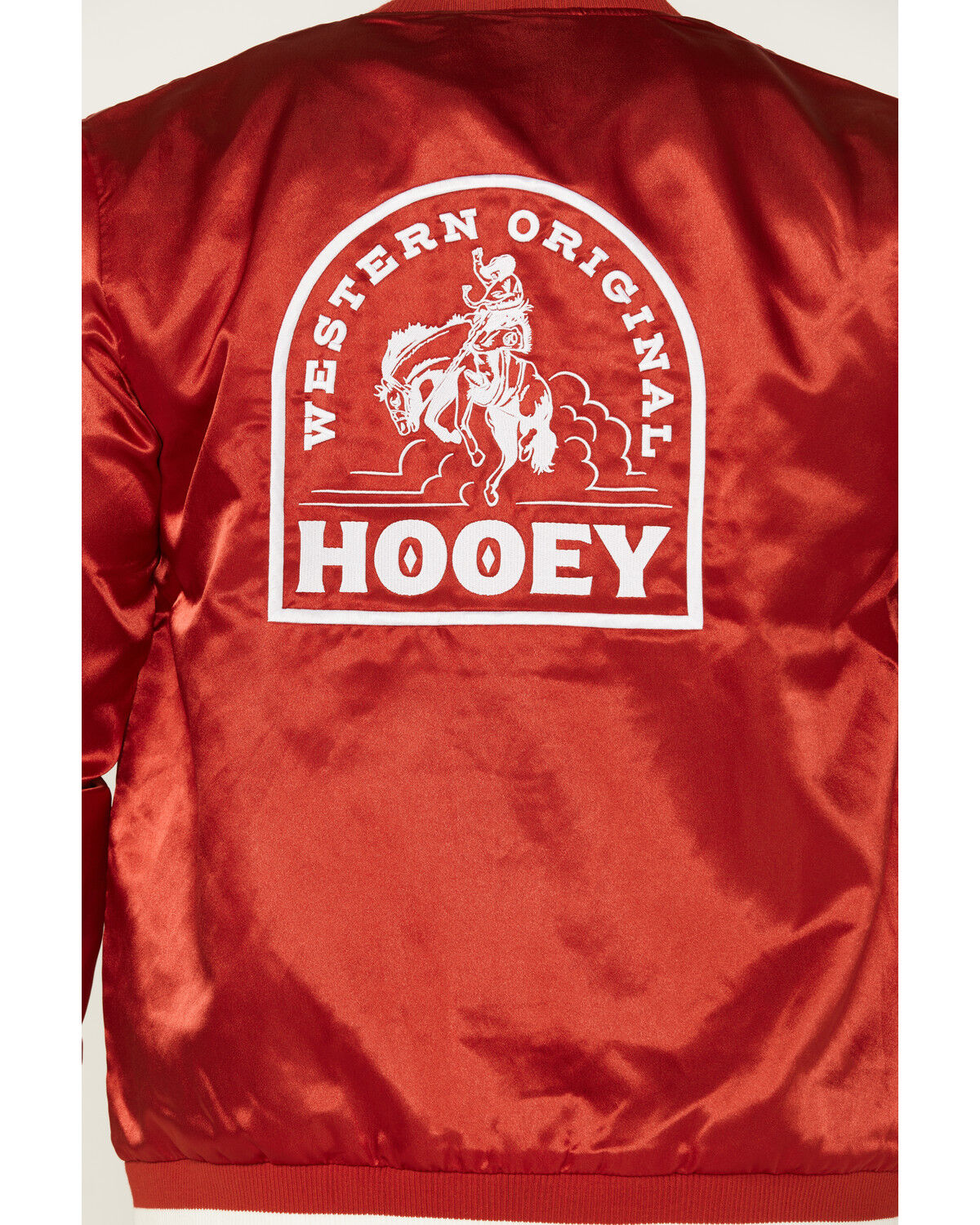 Image #4 - Hooey Men's Logo Shiny Bomber Varsity Jacket, Red, hi-res