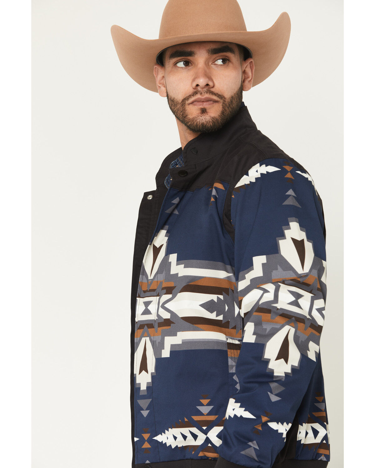Image #2 - RANK 45® Men's Southwestern Print Insulated Bomber Jacket, Navy, hi-res