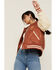 Image #1 - Blue B Women's Varsity Jacket, Brown, hi-res