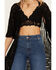 Image #3 - Shyanne Women's Geo Print Lace Short Sleeve Kimono, Black, hi-res