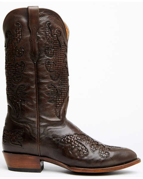 Image #2 - El Dorado Men's Basket Weave Western Boots - Medium Toe, Brown, hi-res