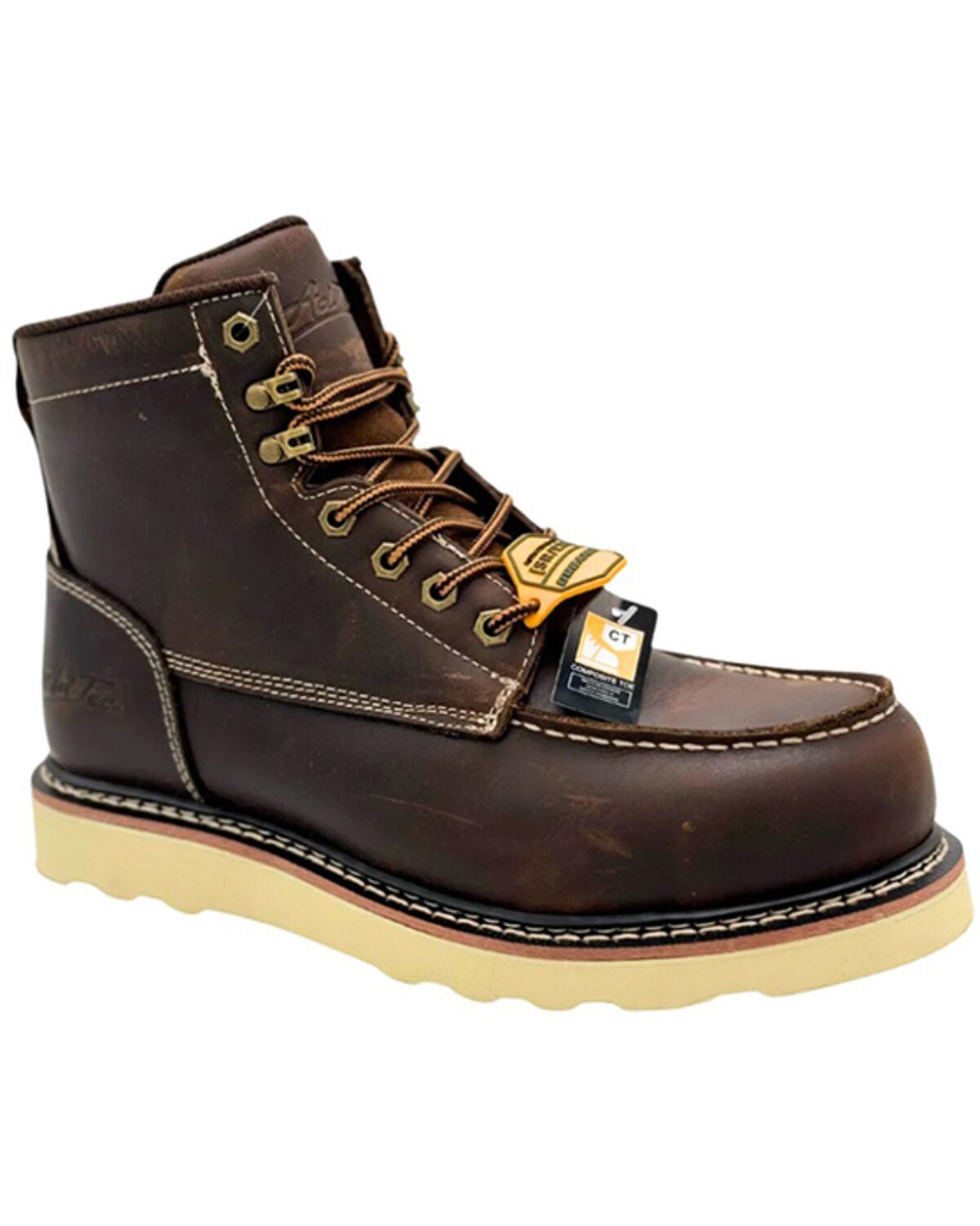 AdTec Men's 6" Rancho Moc Work Boots - Soft Toe, Dark Brown, hi-res