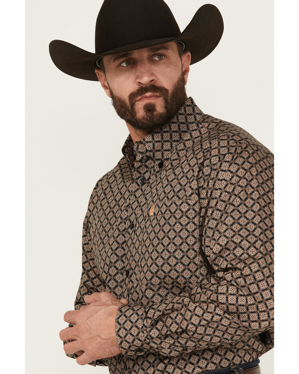 Image #2 - Cinch Men's Medallion Print Long Sleeve Button-Down Western Shirt, Black, hi-res
