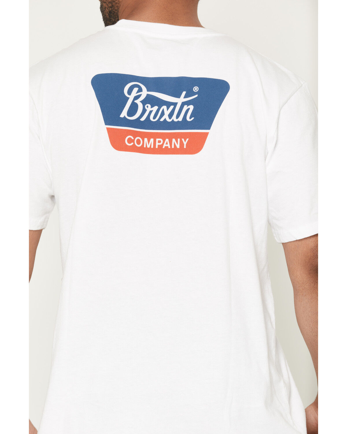 Image #4 - Brixton Men's Boot Barn Exclusive Linwood Logo Short Sleeve Graphic T-Shirt, White, hi-res