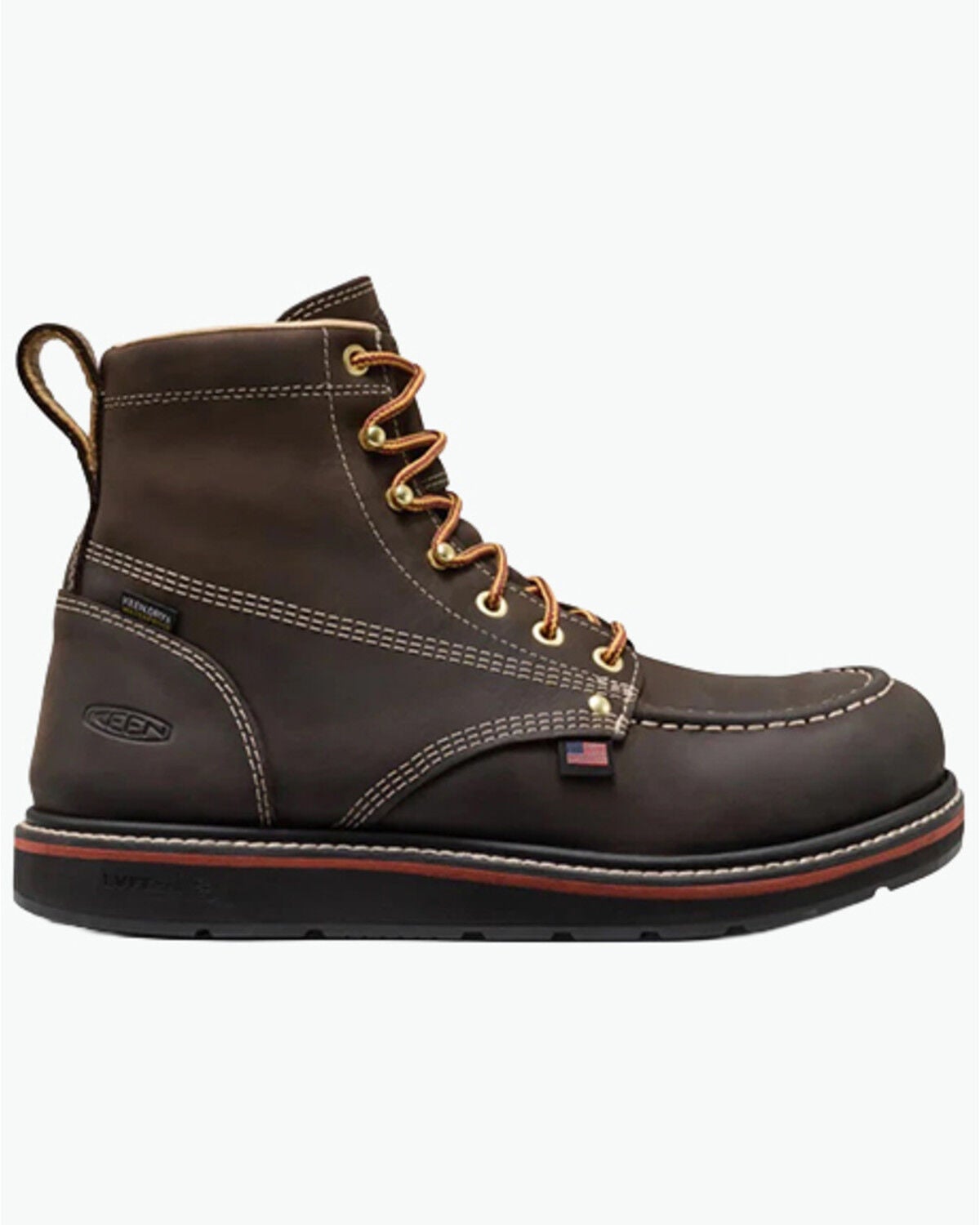 Image #1 - Keen Men's 6" Liberty Waterproof Work Boots - Carbon Toe, Black/brown, hi-res