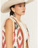 Image #2 - Scully Women's Southwestern Print Sherpa Trim Suede Vest, Sand, hi-res