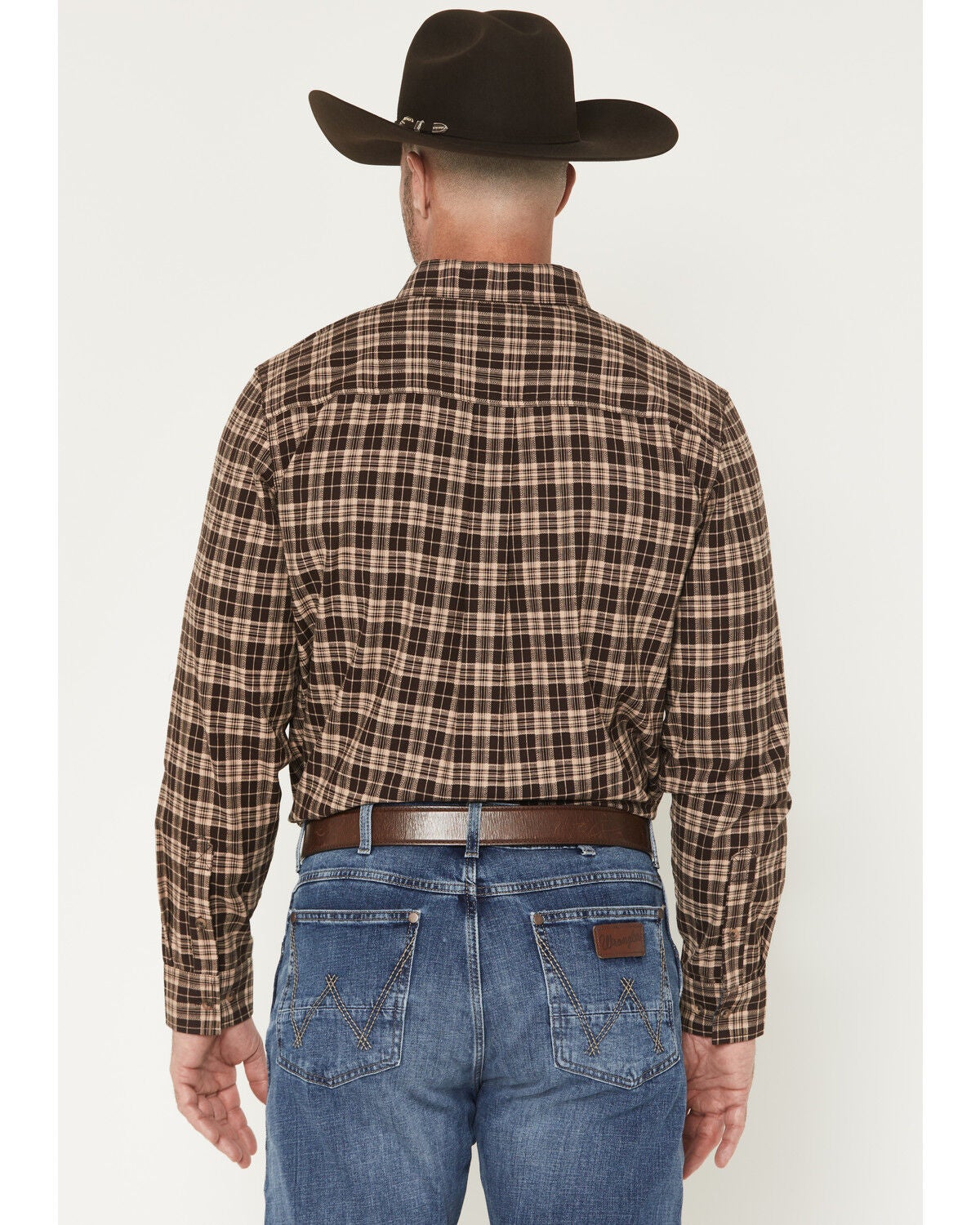 Image #4 - Cody James Men's Whiskey Ranch Plaid Print Long Sleeve Button-Down Stretch Western Shirt, Brown, hi-res