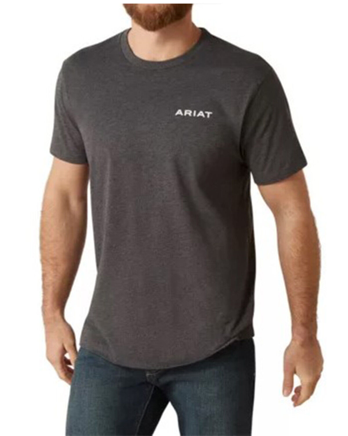 Image #2 - Ariat Men's Wooden Badges Logo Short Sleeve Graphic T-Shirt, Charcoal, hi-res
